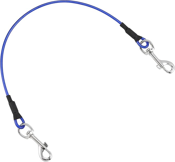Mogoko Pet Dog Car Seat Belt Restraint, Coated Stainless Steel Chew Proof Dog Vehicle Safety Tether Cable, Double Clip No-Chew Pet Car Leash Lead-16 Inch