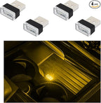 Augeny 4 PCS USB LED Car Interior Atmosphere Lamp, Plug-in USB Decor Night Light, Portable Auto Ambient Lighting Kit, Universal Vehicle Interior Accessories for Most Cars (Yellow)