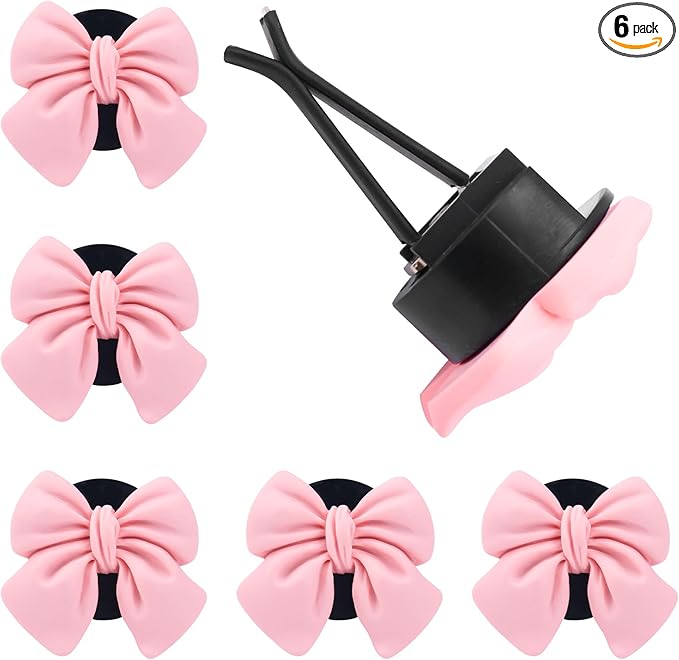 6pcs Pink Bow Car Air Vent Freshener Clips, Cute Bow Car Air Vent Clips Coquette Air Conditioning Outlet Clip Car Fresheners Diffuser Interior Decor Charm Car Accessories for Women Girls Gift