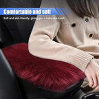 Auto Center Console Cover Pad, 11.81"x 7.87" Warm & Furry Winter Car Armrest Cover, Soft Faux Sheepskin Wool Car Armrest Seat Box Protector Cushion, Universal Interior Accessory (Burgundy)