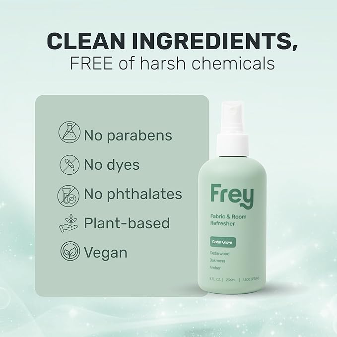 Frey Room Refresher | Cedar Grove | Crisp & Earthy - 8 oz | Pack of 2 | Eco-Friendly & Safe for All Spaces