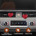 2PCS Heart-Shaped Car Vent Clip with Rhinestone, Car Vent Accessory, Bling Heart Charm Air Conditioning Outlet Clip, Auto Diffuser Air Freshener Charm for Women Girls (Red, Heart)