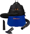 Koblenz WD-353L Portable Wet-Dry Vacuum Cleaner, 3 Gallon Tank, 2.0 HP Vacuum Cleaner with Several Accessories, 5 Year Warranty, Blue/Black