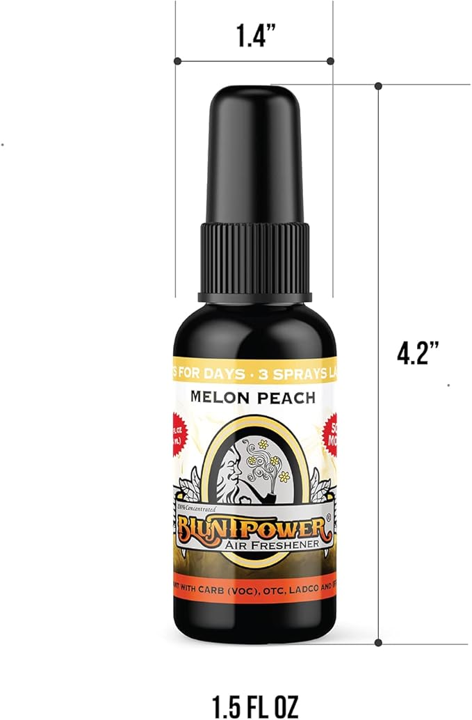 BluntPower (Melon Peach, 3 Pack) Concentrated Air Freshener - Premium Oil Based Air Freshener Spray For Home and Car - Long-Lasting Bathroom Spray, Car Freshener, & Odor Eliminator Spray