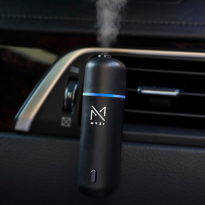 MYZI Car Air Freshener Diffuser, Waterless Diffuser Car Essential Oil Diffuser with 6 Refill Scents, Car Diffuser Air Freshener Car Fragrance Diffuser