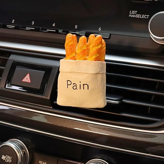 Simulation Food Design Car Air Vent Scented Clip, Creative Toaster-Shaped Car Air Freshener Decor, 3D Long-Lasting Car Fragrance Diffuser (Long Bread)