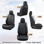 Coverado Car Seat Covers Full Set, Seat Covers for Cars, Black Car Seat Cover, Car Seat Protector, Nappa Leather Car Seat Cushion, Waterproof Car Seat Covers Front Seats and Back Fit for Most Cars