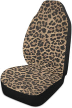 Brown Leopard Print Car Seat Covers Set of 2,Abstract Cheetah Pattern Wild Animal Skin Texture Universal Auto Front Seat Cushion Protector for Women Cute Car Accessories Fit for Car Truck