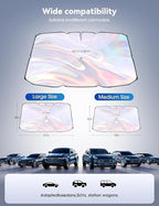 helloleiboo Car Windshield Sun Shade Umbrella,Colorful 360°Rotating Foldable Windshield Sun Shade Front Window Reflective Polyester Blocks Heat and Sun Sun Shade for Cars SUV