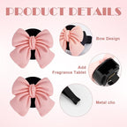 7Pcs Pink Bow Car Air Vent Freshener Clips, Cute Air Conditioning Outlet Clip Set for Car Interior Decor Charm Accessories