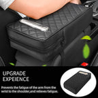 Upgrade Car Console Armrest Pad with Tissue Box,Comfortable Memory Foam Car Armrest Cushion,Premium PU Leather Car Armrest Cover,Universal Car Center Console Pillow,Car Accessories(Black)