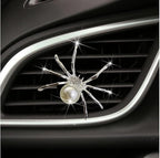 Silver Bling Spider Car Air Freshener Vent Clips, Cute Lovely Spider Car Decor