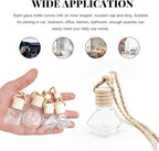 5 PCS Hanging Car Air Freshener, 8ml Empty Clear Glass Perfume Bottle Freshener Diffuser, Essential Oil Fragrance Aromatherapy Bottle Ornament for Car, Interior Car Accessories (Rhombic)