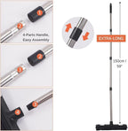 Pet Hair Remover Carpet Rake Reusable Rubber Broom with Squeegee for Sweeping Pet Hair Removal Tool 59" Long Handle Cat and Dog Hair Remover for Rugs, Carpet, Hardwood Floor, Tile