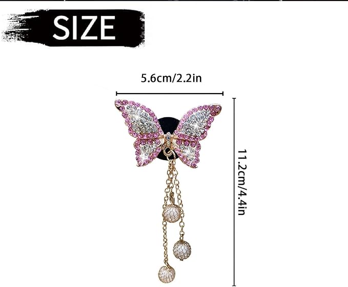 Pink Butterfly Heart Air Vent Clips, 2 Pcs Pink Butterfly Car Air Fresheners Air-conditioning Vents Clips Car Diffuser Diamond Car Interior Decor Charm Cute Car Accessories Decoration for Women