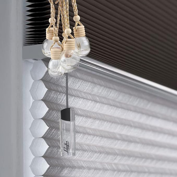 20 Pcs 10ml Oblate Hanging Car Air Freshener Diffuser,Empty Refillable Clear Glass Essential Diffuser Oil Aromatherapy Fragrance Perfume Pendant Vials with Wooden Caps & Hanging String