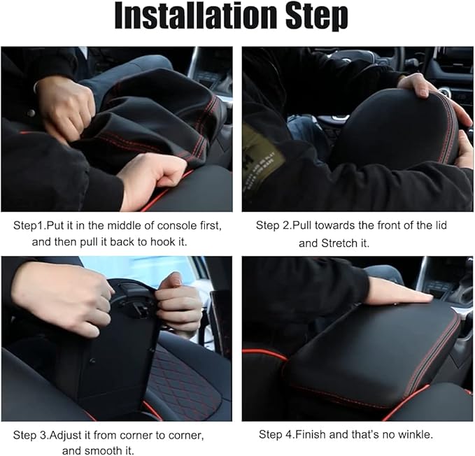 INTGET for Toyota RAV4 Accessories 2025 2024 2023 2022 2021 2020 2019 and 2021-2024 RAV-4 Prime Center Console Cover Leather Armrest Middle Console Lid Cover Arm Rest Covering Car(Red)