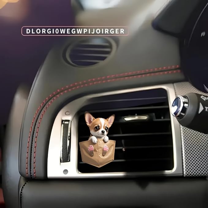 2-Piece Cartoon Dog 2D Acrylic Car Air Vent Decoration & Solid Air Freshener – Fun & Cute Dog Design for Car AC Vents, Long-Lasting Fragrance, Perfect Car Accessory