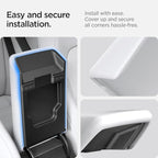 Spigen Center Console Armrest Cover for Tesla Model Y Juniper (Standard, Premium & Performance 2026/2025) and Model 3 Highland (Standard, Premium & Performance 2026/25/24) - White