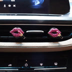 4pcs Red Purple Lips Car Vent Clips Air Freshener Dazzling Lipstick Girly Car Decor Accessories for Women Bling Car Interior Decorations Refillable Diffuser