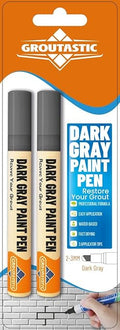 Dark Gray Grout Paint Pen Tile Grout Colorant & Sealer Marker, Quick-Dry, Ideal for Bathroom, Shower, Kitchen Tiles Restores Grout Lines, 3 Adjustable Tips (2-3 mm) 2 Pack