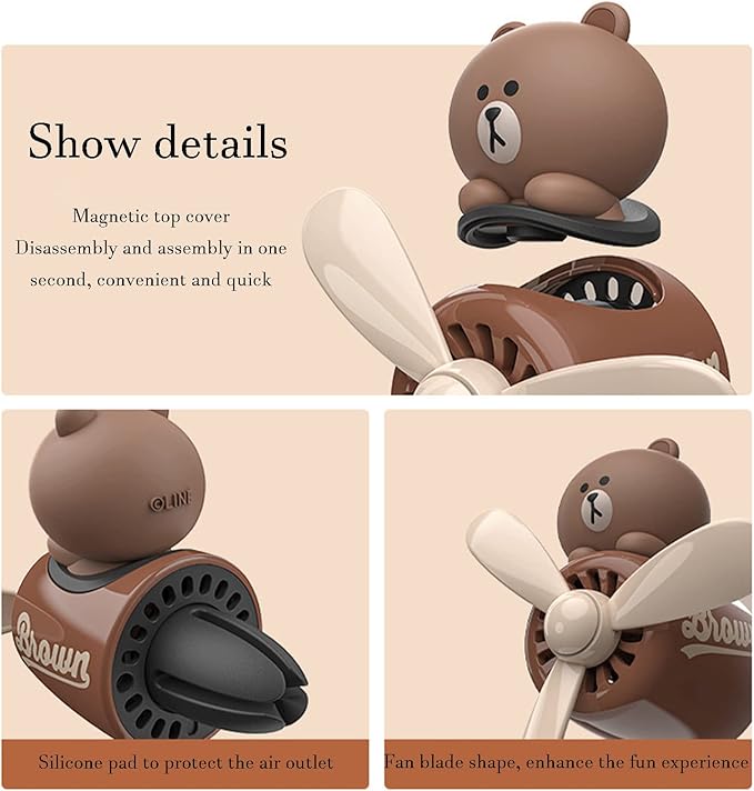 Pilot Car Air Outlet Fragrance Diffuser - Rotating Fan Leaf Car Perfume - Cute Cartoon Shape - Air Freshener with 2 Fragrances