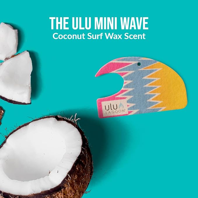 ulu Lagoon Hanging Car Air Freshener | Tropical Beach Coconut Surf Wax Scent Mini Wave | Long Lasting Car Freshener, Closet and Beyond | Made In USA | 3 Pack (80'S)