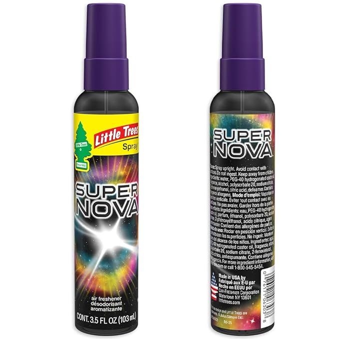 LITTLE TREES Car Air Freshener | Spray Provides a Long-Lasting Scent for Auto or Home | On-the-go Freshness | Supernova, 6 Air Fresheners