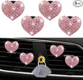 Bling Heart Air Vent Clips, Crystal Heart Car Air Fresheners Vent Clips Diffuser Vent Clip Rhinestone Car Decoration Interior Decor Cute Accessories for Women (Pink) + Sunflower Mask Hook