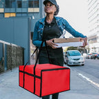 CIVJET Insulated Pizza Delivery Bag for Carry Hot, 20" x 20" x 14" Carrier Warmer, Insulated Food Delivery Bag, Insulated Grocery Cooler Bags for Catering/Doordash, Commercial Food Warmers（Red, 1Pk）
