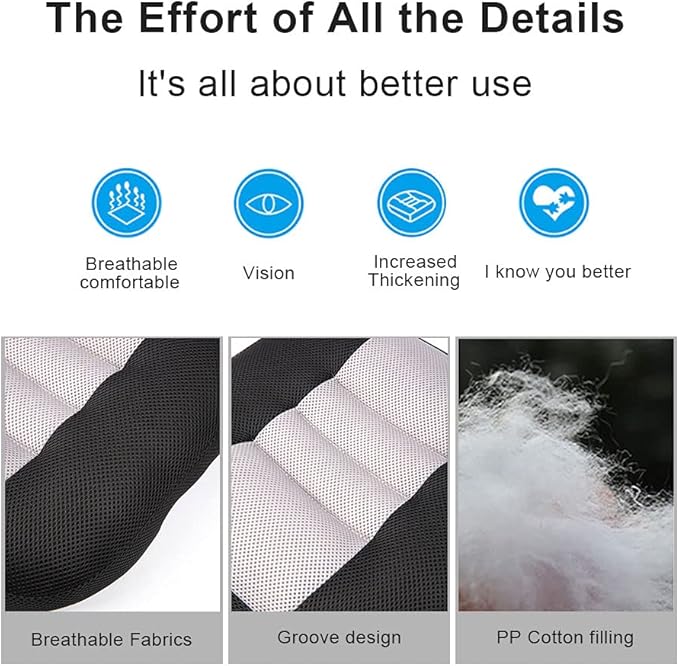 Srutirbo Car Booster Seat Cushion Heightening Height Boost Mat, Breathable Mesh Portable Car Seat Pad Angle Lift Seat for Car, Office,Home (Black)