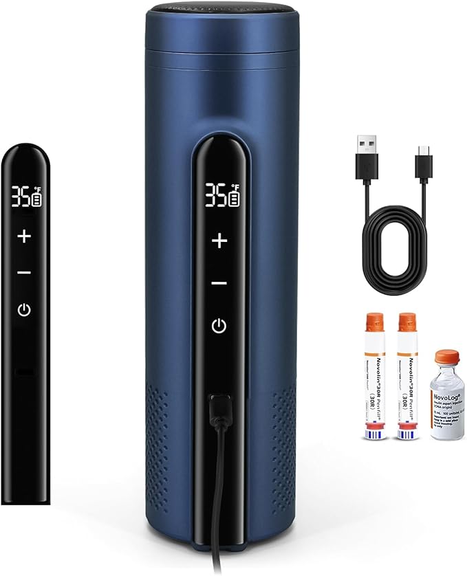 Electric Insulin Pen Cooler Travel Case for 3-4 pens Medication Cooler for Travel Diabetes Bags Insulated Adjustable Temperature Control (No Battery)