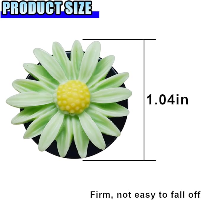 3PCS Daisy Flower Car Dashboard Air Vent Trim Clip, Cute Daisy Air Conditioner Outlet Clip Car Charm for Women, Car Air Vent Clip Auto Interior Decoration for Girls Present (Green)