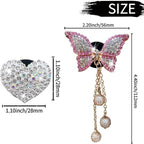 Bling Butterfly Heart Air Vent Clips, 4 Pcs Pink Car Air Fresheners, Diffuser With Diamond Decoration, Cute Interior Decor Accessories for Women