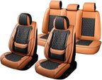 Car Seat Covers Full Set Custom Fit for Pontiac G8 2008-2009 - Premium Faux Leather with Lumbar Support | Breathable, Waterproof, Anti-Slip, Durable (Black&Brown,Full Set)