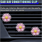 3PCS Daisy Flower Car Dashboard Air Vent Trim Clip, Cute Daisy Air Conditioner Outlet Clip Car Charm for Women, Car Air Vent Clip Auto Interior Decoration for Girls Present (Pink)
