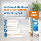 Gray Grout Paint Pen Tile Grout Colorant & Sealer Marker, Quick-Dry, Ideal for Bathroom, Shower, Kitchen Tiles Restores Grout Lines, 3 Adjustable Tips (2-3 mm)