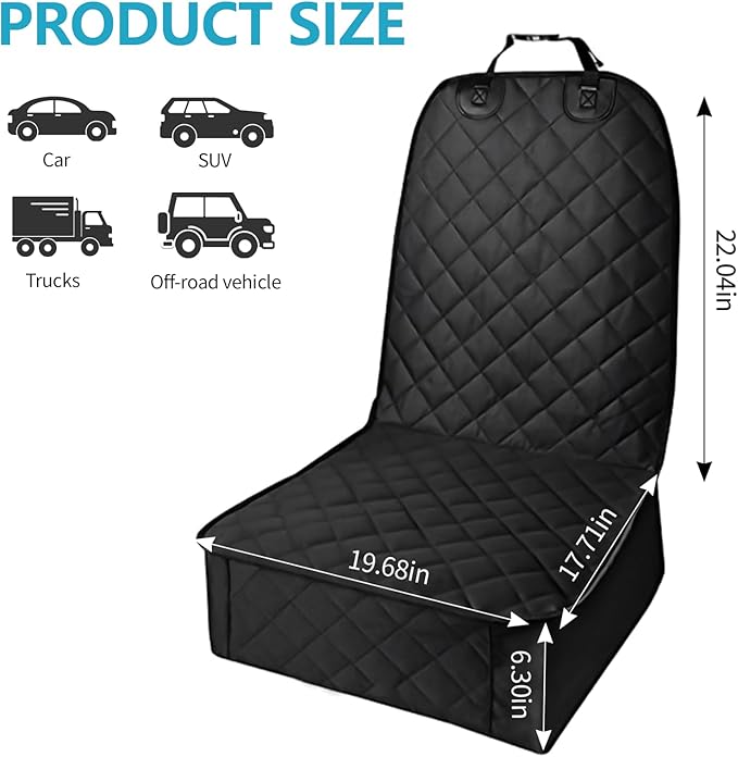 Dog Car Seat Cover, Waterproof & Scratchproof Dog Seat Protector, Pet Car Seat Cover Front Seat with Buckle and Padded, Universal Dog Seat Cover for Trucks, Cars, SUVs, MPVs