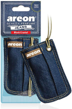 AREON Car Hanging Air Freshener I Jeans Bag I Black Crystal Scent (Pack of 3)