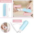 Mini Travel Lint Roller with 150 Sticky Sheets, Foldable Portable Lint Roller for Clothes, Travel, Compact Small Pet Hair Remover for Purse Car Bag Essentials (Blue)