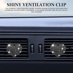 4PCS Heart-Shaped Car Vent Clip with Rhinestone, Vent Clip Car Accessories, Sparkly Rhinestone Bling Diamond Freshener Holder, Air Conditioning Outlet Ornament for Women Girls (Black, Style1)