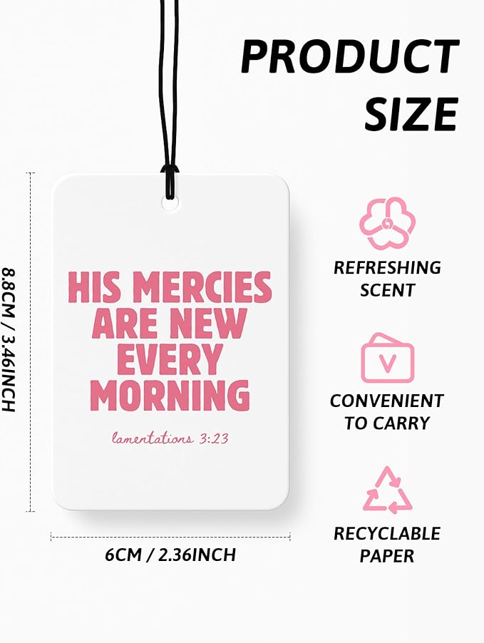 Pink Coquette Bow Floral Christian Car Air Freshener 4 Pcs, Preppy Girly Religious Hanging Air Freshener for Cars Closet Drawer Books, Cute Christian Car Accessories Mirror Decor for Women