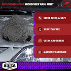 AIDEA Car Wash Mitt Microfiber-2Pack, Scratch-Free& Lint-Free, Premium Chenille Microfiber Wash Mitt-Grey Regular Size (7.12''X10.14'')