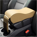 Car Armrest Cushion, Soft Memory Foam Auto Armrest Pillow with Storage Bag, Leather Center Console Arm Rest Padded Cushion with Phone Holder, Universal Car Accessories (Beige)
