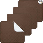 Waterproof Chair Pads for Incontinence, 4 Pack Reusable Seat Protector Pads 18" x 16", Absorbent Wheelchair Pad Covers, Washable Chair Pads for Adults, Kids & Pets - Brown