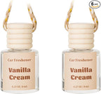 Car Air Freshener Diffuser, Hanging Car Scents Air Freshener, Car Fresheners Long Lasting, Essential Oil Diffuser, Vanilla Cream Fragrance Oil, 2pcs