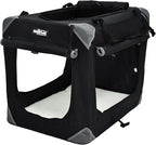 EliteField 4-Door Folding Soft Dog Crate with Curtains, Carrying Bag and Fleece Bed (2 Year Warranty), Indoor & Outdoor Pet Home (42" L x 28" W x 32" H, Black+4 Door Curtains)