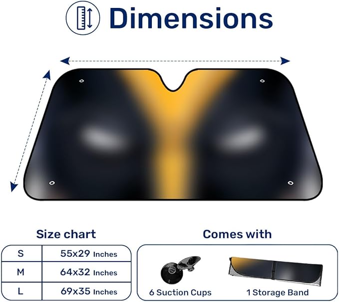 GENANY Yellow Eyes Windshield Sun Shade for Car SUV Truck (69x35 Inches), Sun Shade Windshield, Shades for Front Windows, Protector Blocks UV, Car Decor
