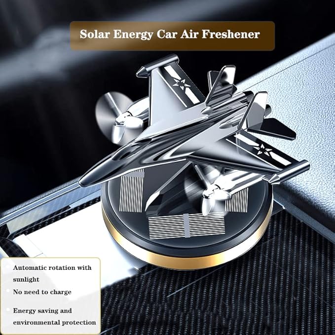 Military-Grade Fighter Car Air Freshener, Alloy Solar Rotating Car Essential Oil Diffuser with Cologne Natural Plant Essential Oil, Aromatherapy Decorations