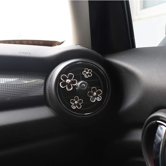 INEBIZ Cute Daisy Flowers Air Vent Decorations Clips Car Air Freshener Girly Charm Automotive Interior Aesthetic Decor Accessories for Women (Black)